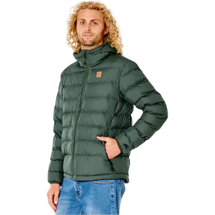 2024 Rip Curl Mens Anti Series Elite Puff Hood Jacket CJKDB9 - Deep Forest